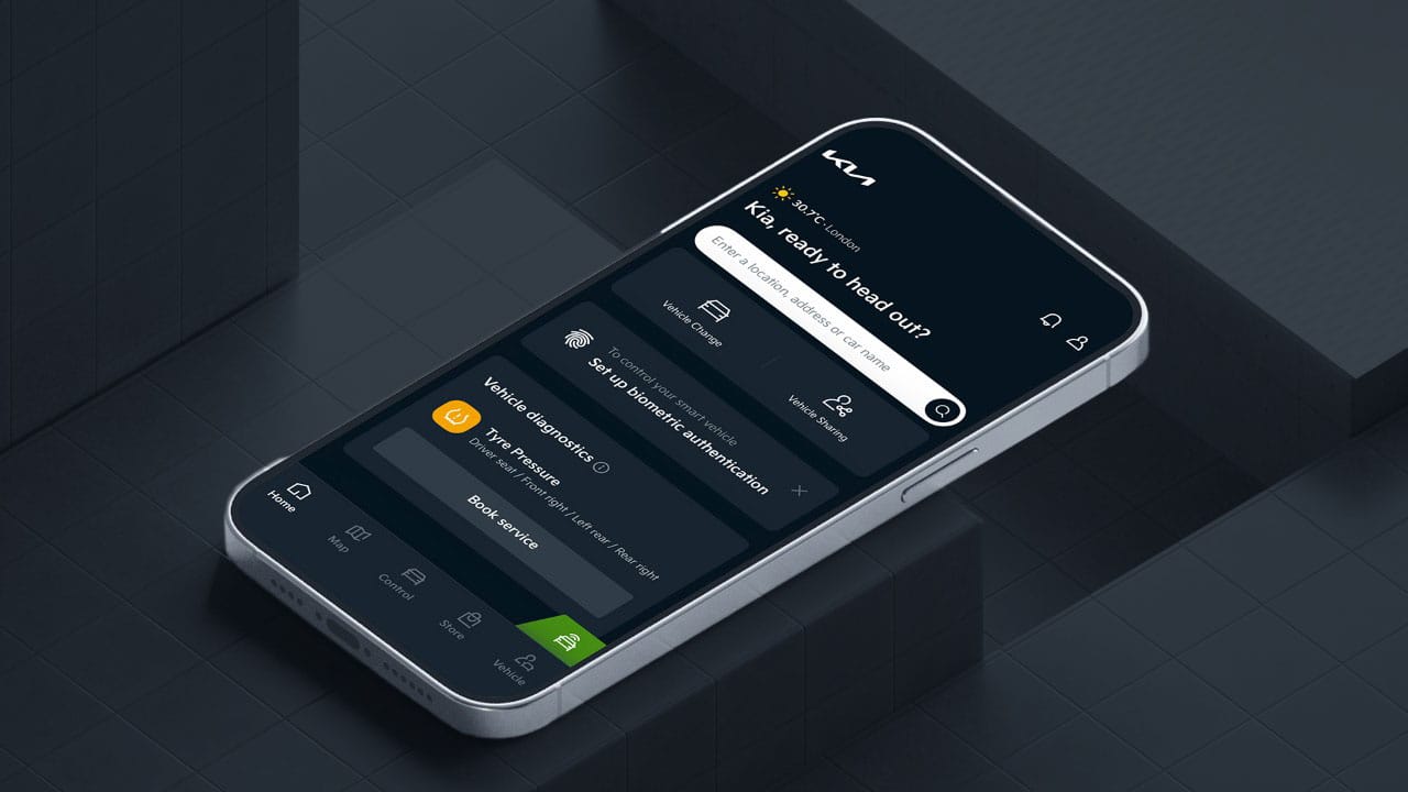 Ukázka aplikace Kia na chytrém telefonu